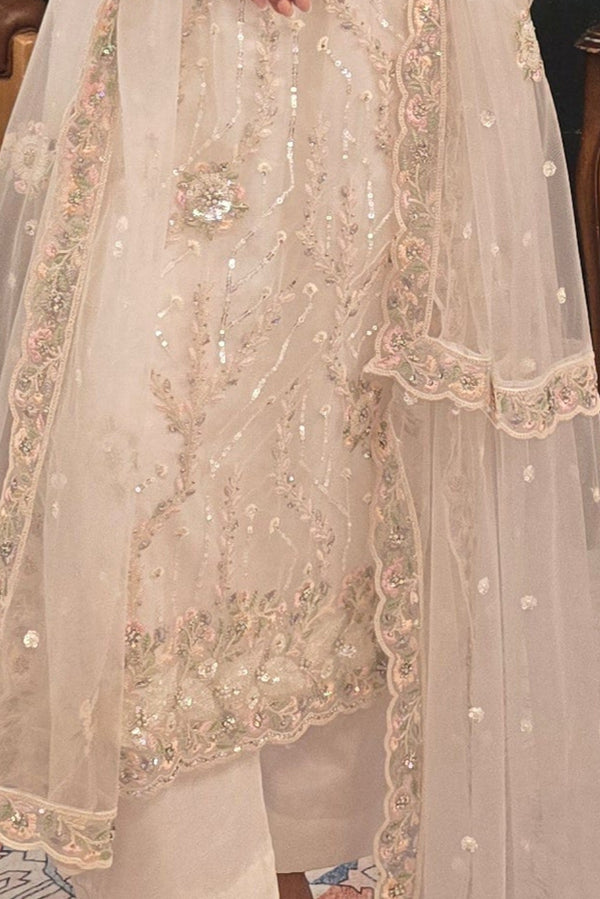 Off White Georgette Salwar Kameez