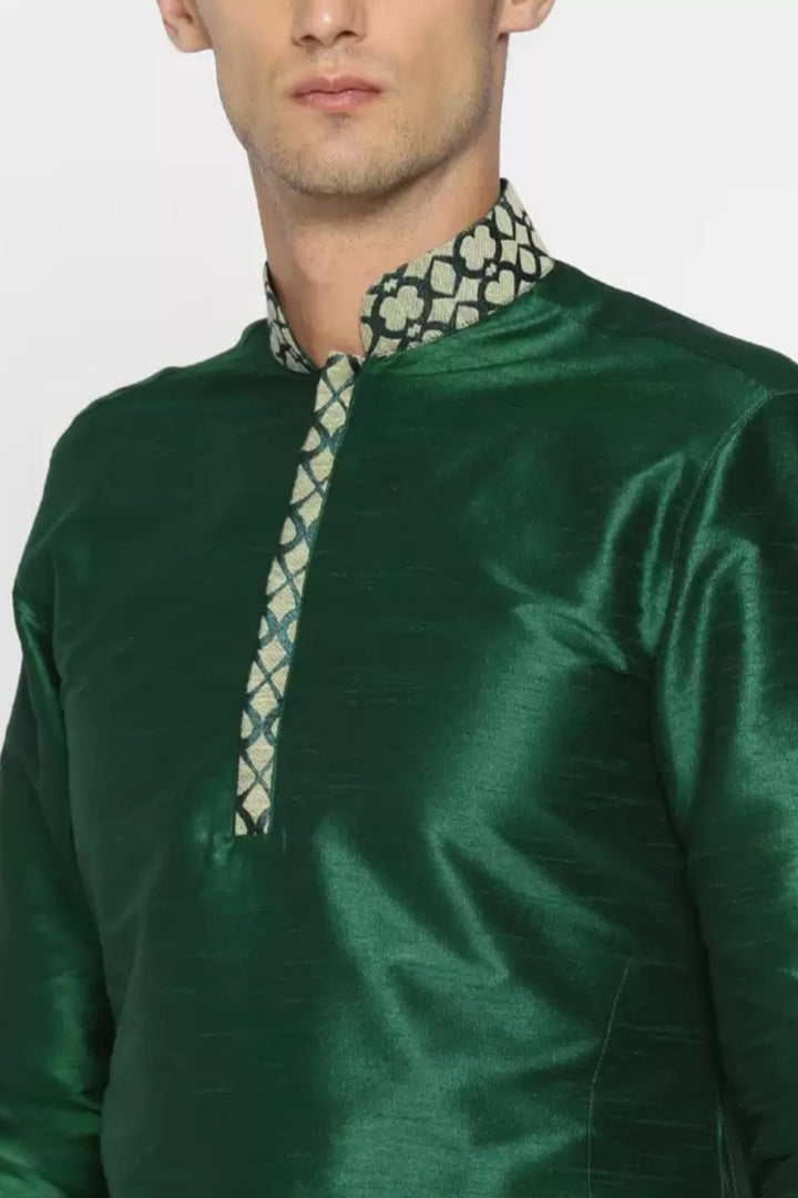 Deep Green Kurta Pajama with Nehru Jacket