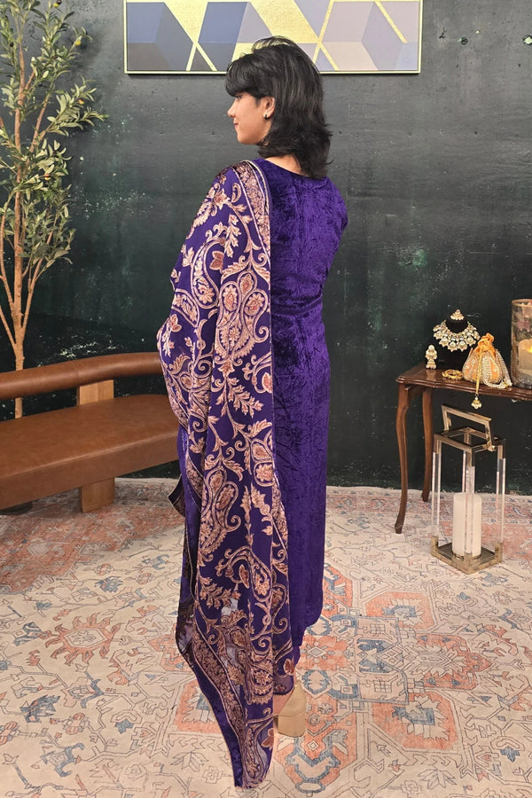 Purple velvet Salwar Kameez - myethnicrentals