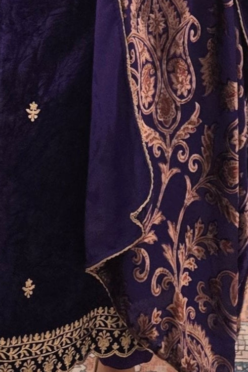 Purple velvet Salwar Kameez