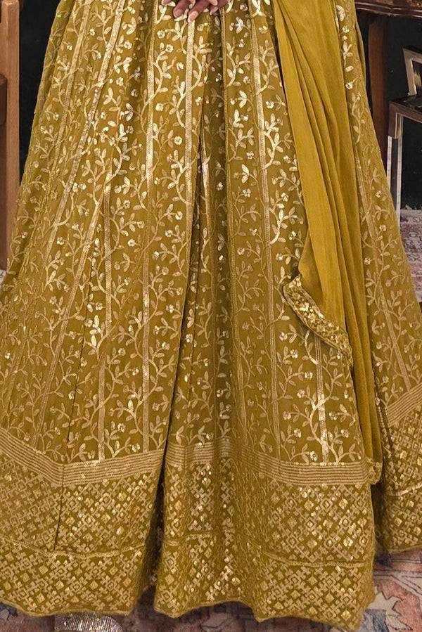 Mehendi Green embroidered Salwar Kameez (Anarkali)