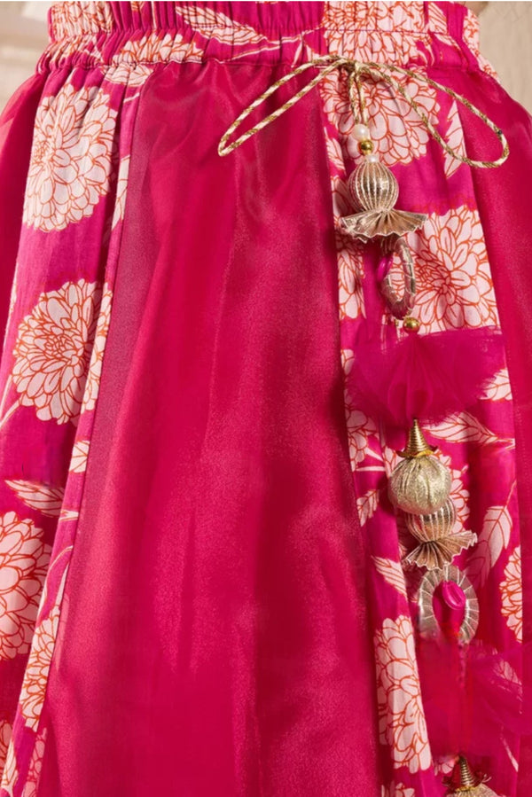 Girls fuchsia pink Lehenga & Dupatta
