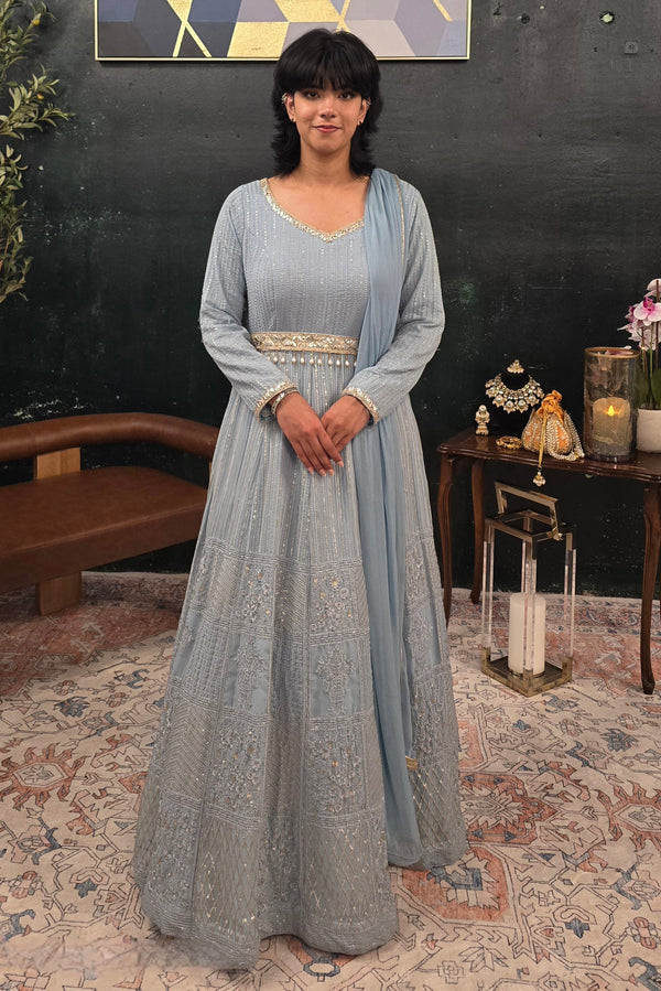 Blue embroidered Salwar Kameez (Anarkali)