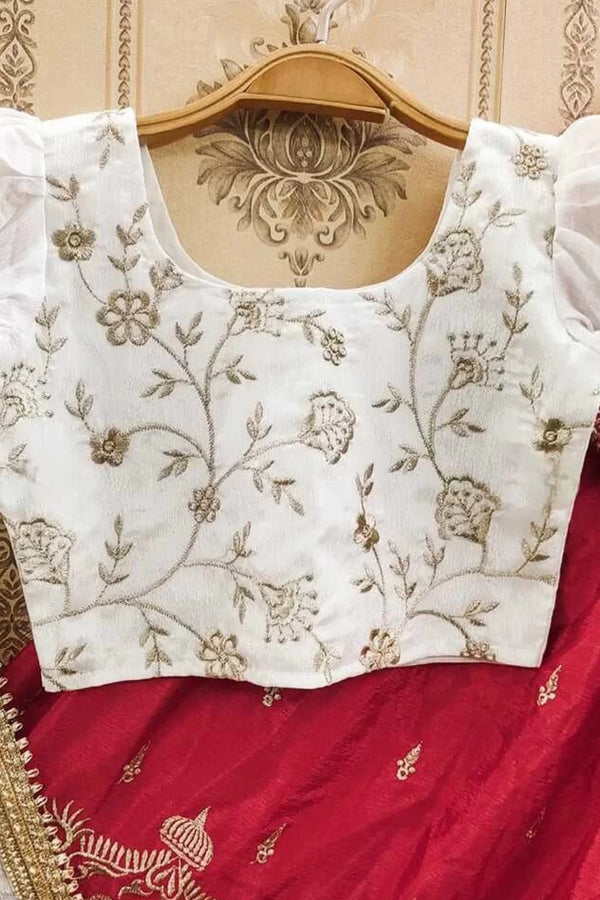 Girl red and white Lehenga & Dupatta