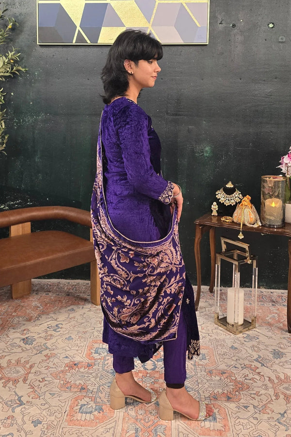 Purple velvet Salwar Kameez - myethnicrentals