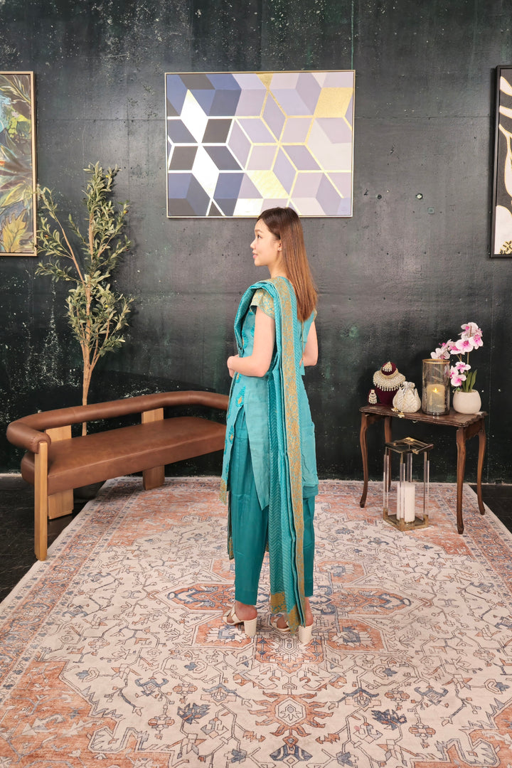 Sea Green Embroidered Salwar Kameez