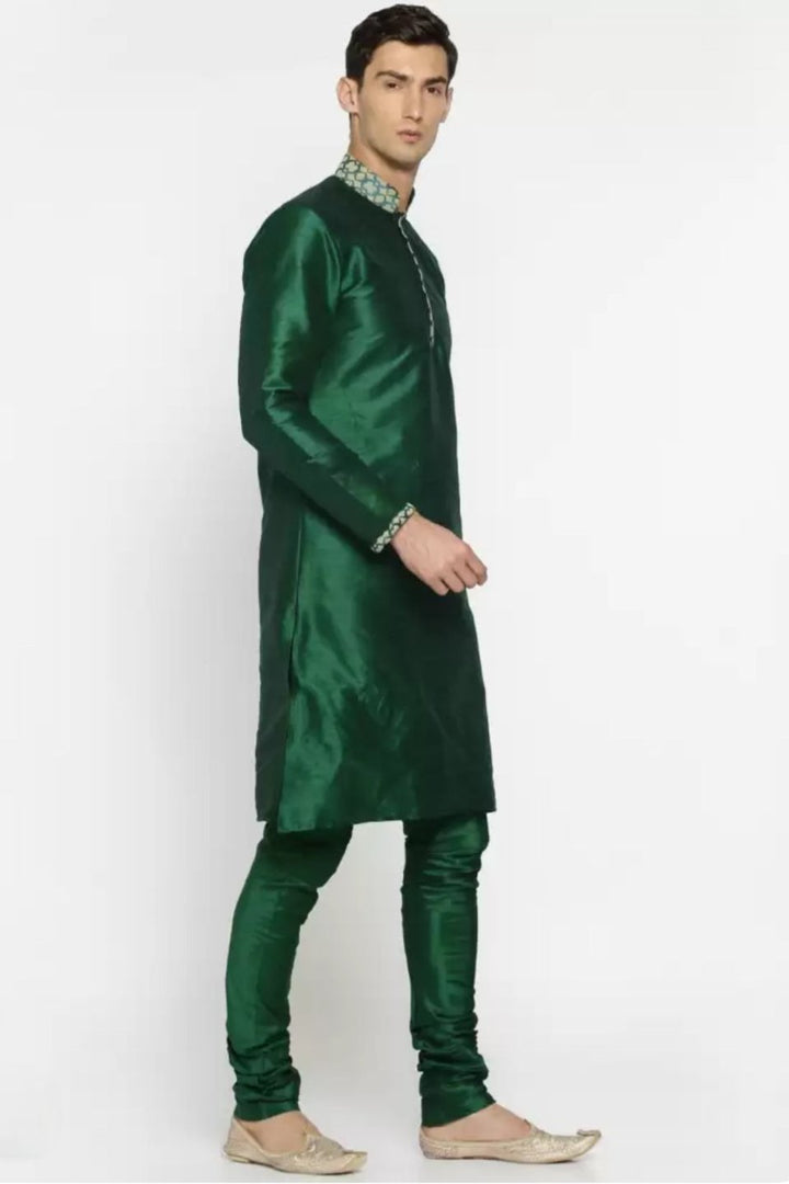 Deep Green Kurta Pajama with Nehru Jacket