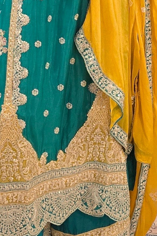 Turquoise Blue Heavy Embroidered Salwar Kameez