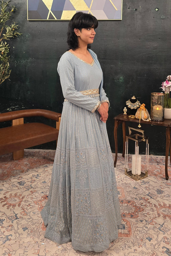 Blue embroidered Salwar Kameez (Anarkali)