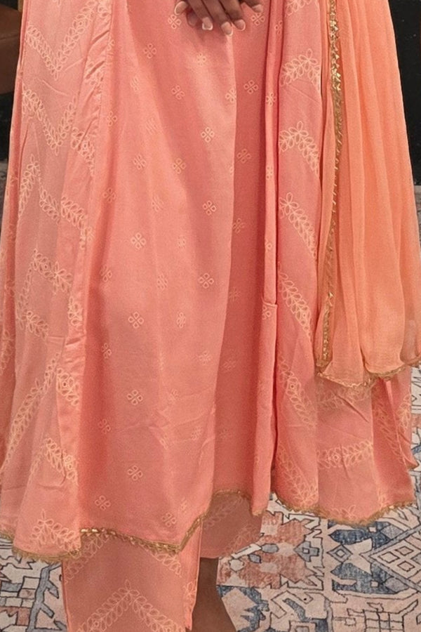 A-Line soft pink (Linen) Salwar Kameez