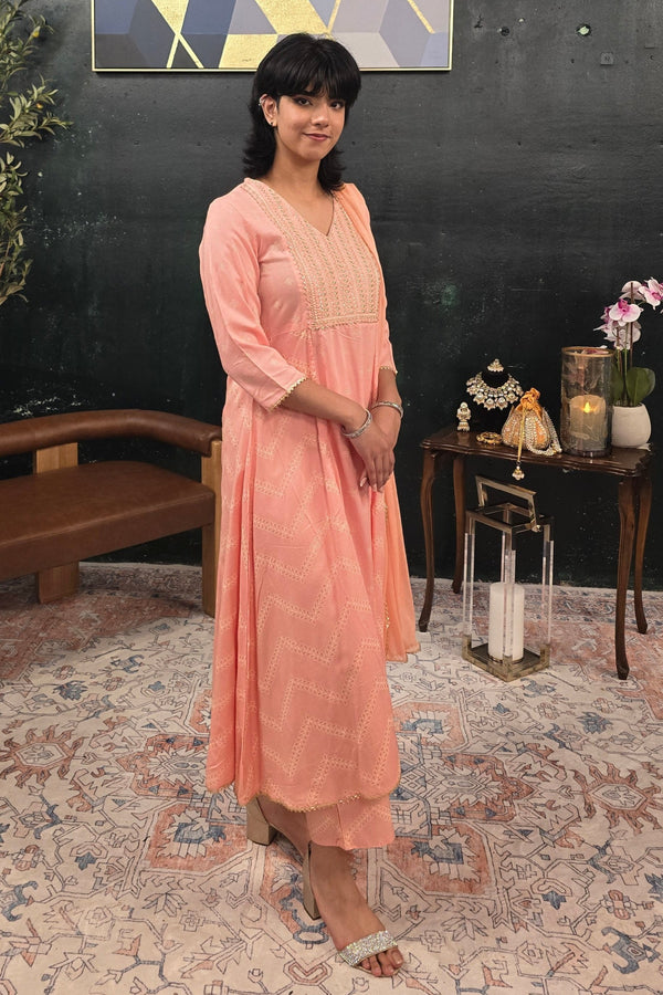 A-Line soft pink (Linen) Salwar Kameez