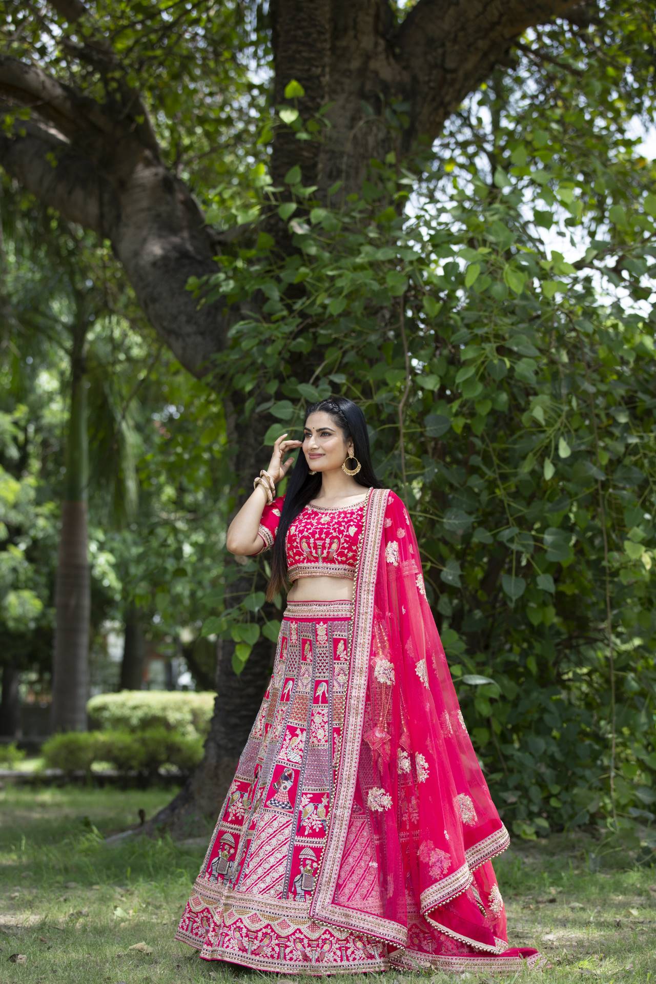 Pink Embroidered Choli, Lehenga And Dupatta | Mehak Murpana Label