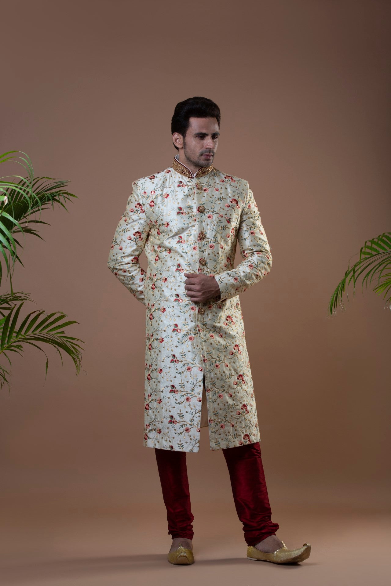 Floral sherwani sale