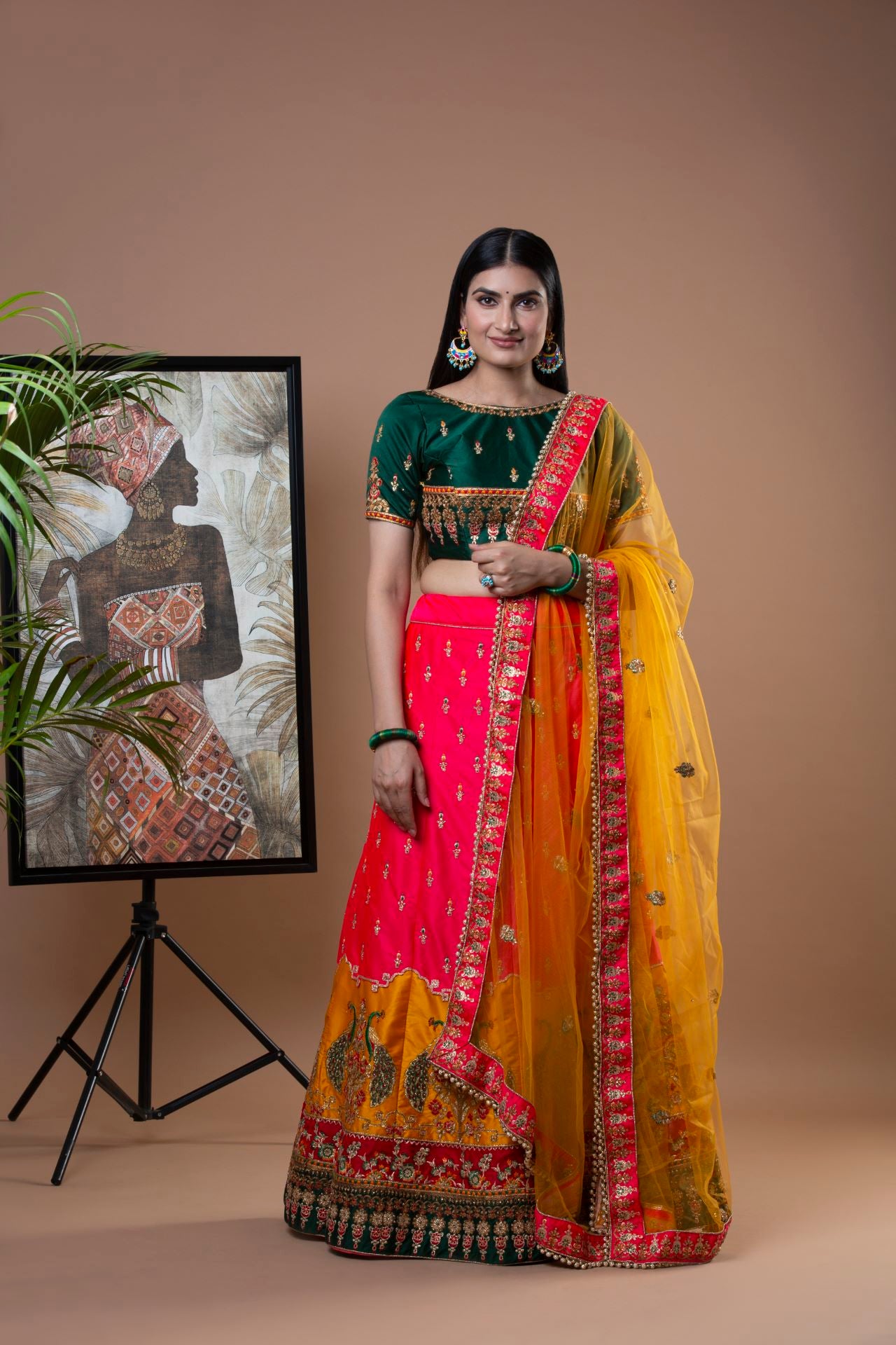 Orange And Green Heavy Designer Embellished Work Wedding/Party Wear Special  Lehenga Choli - Indian Heavy Anarkali Lehenga Gowns Sharara Sarees  Pakistani Dresses in USA/UK/Canada/UAE - IndiaBoulevard