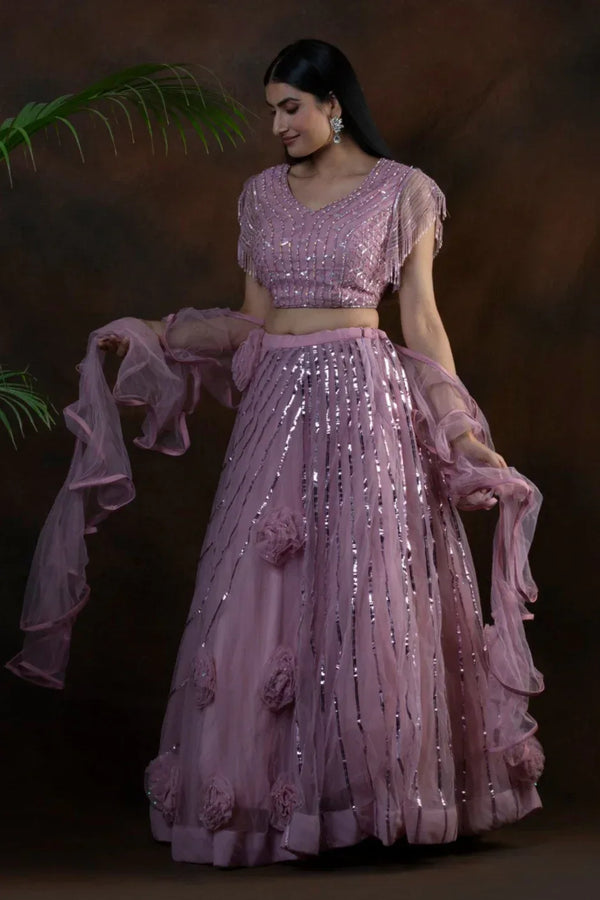 TASSEL AND TRAIL MAUVE LEHENGA (Outside Ontario) - myethnicrentals