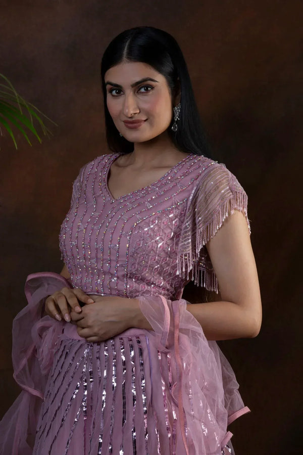 TASSEL AND TRAIL MAUVE LEHENGA (Outside Ontario) - myethnicrentals